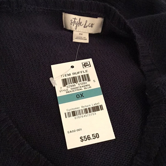 STYLE & CO PLUS SIZE NAVY RUFFLE SWEATER - Picture 7 of 9